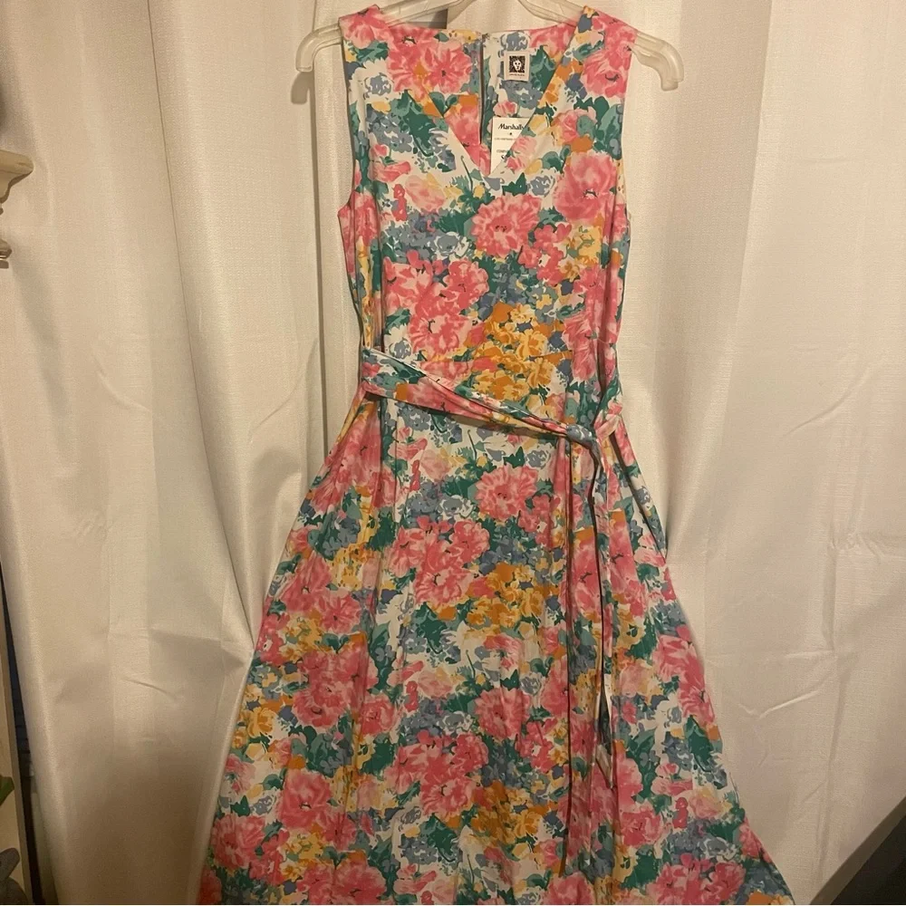 Anne Klein V Neck Calf Length Dress NWT NEW Floral Dress Size M - Picture 1 of 6